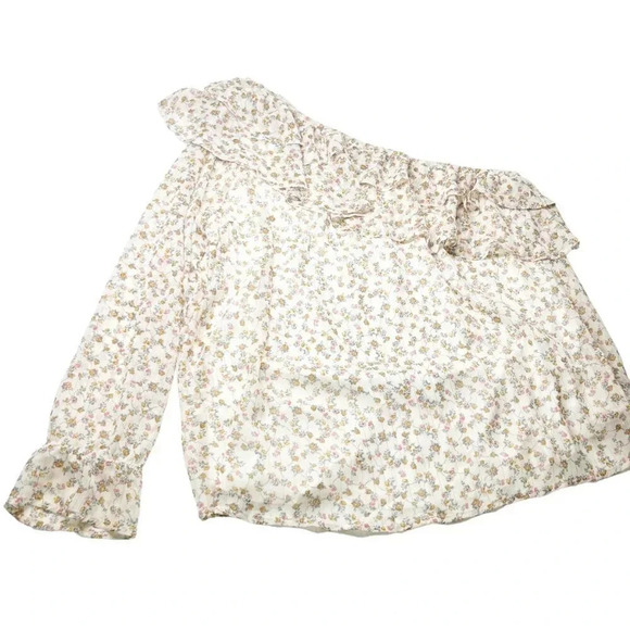 Torrid White Floral One Sleeve Ruffle Neck Blouse Women's Plus Size 1X - Picture 2 of 5